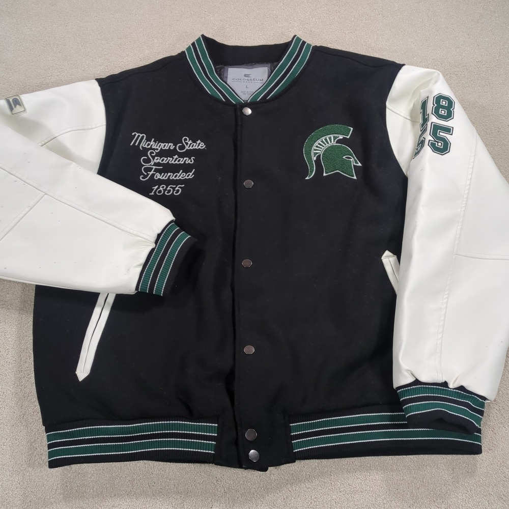 Michigan State Spartans MSU Letterman Jacket Colosseum Large Spots